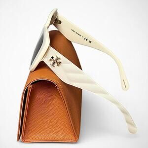 Tory Burch Cat Eye Sunglasses – Ivory (203173) + Eyewear Care Kit